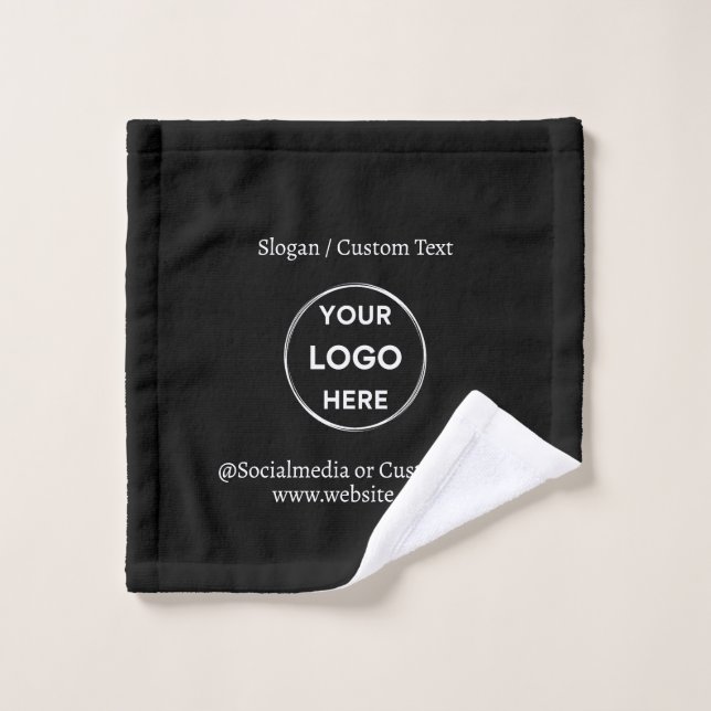 Logo de Personalizado negro Textos Negocio Minimal (Toallita)