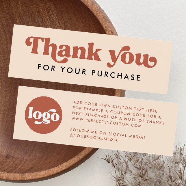 Logo de Retro Boho terracota gracias insertar tarj (Retro boho logo terracotta thank you insert card)