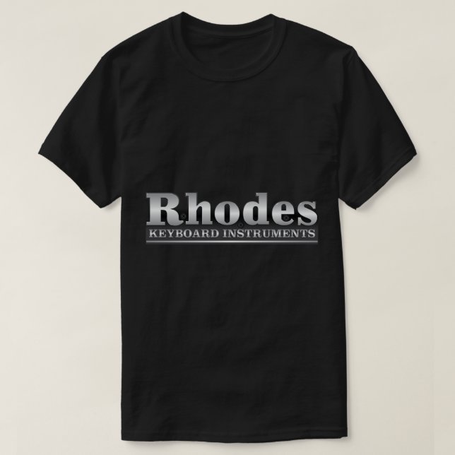 Logo de Rhodes eléctrico de piano. Camiseta clásic (Diseño del anverso)