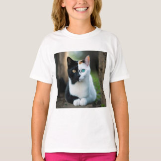 Logo de un gato lindo encima de una camiseta de ga