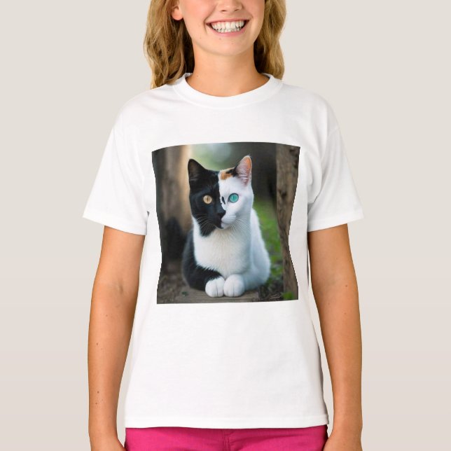Logo de un gato lindo encima de una camiseta de ga (Anverso)