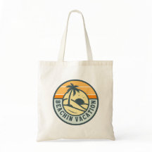 Logo de vacaciones en la playa en bolsa tote