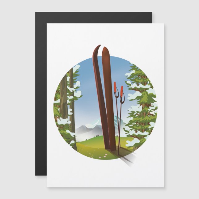 Logo de viaje de esquí retro personalizado (Anverso/Reverso)