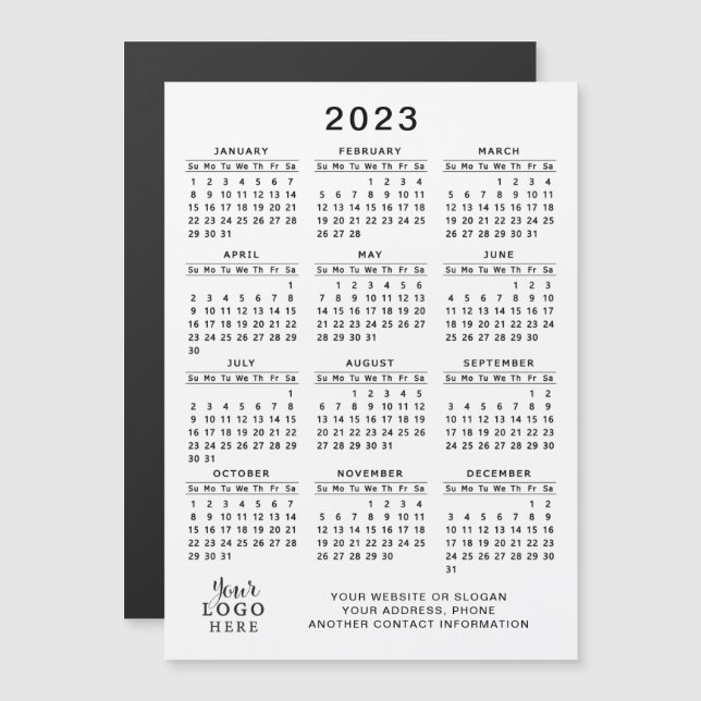 Logo del Calendario Magnético de 2023 Blanco Negro (Anverso/Reverso)