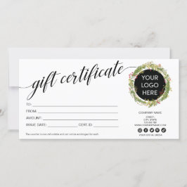 Logo del certificado de regalo moderno Wreath