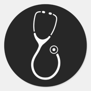 Logo del estetoscopio blanco en pegatina médica ne