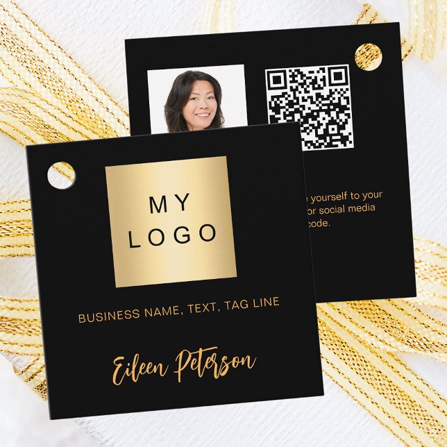 Logo del nombre negro foto del código QR etiqueta  (Subido por el creador)