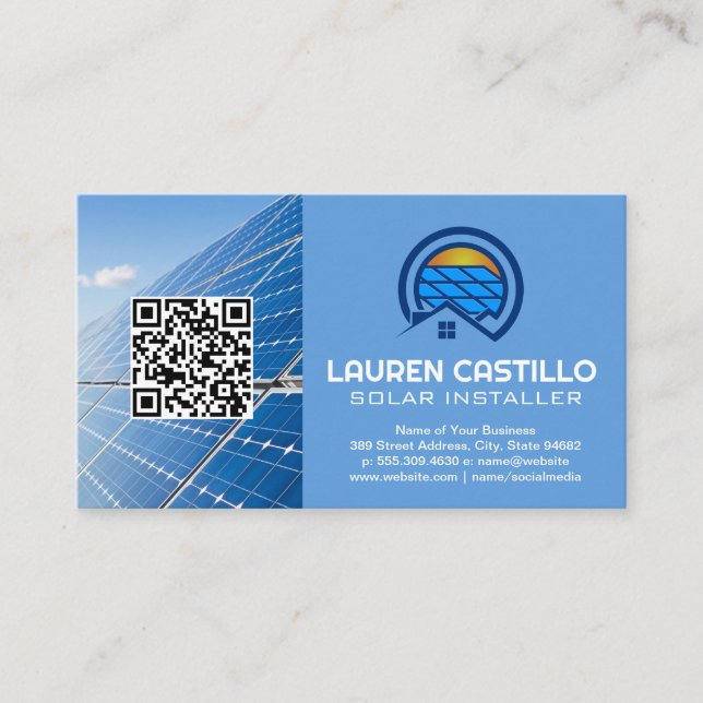 Logo del panel solar de la casa | Tarjeta de visit (Anverso)