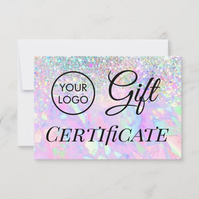 logo falso purpurina opal certificado de regalo (Anverso)
