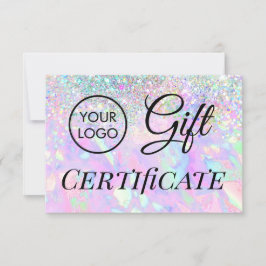 logo falso purpurina opal certificado de regalo