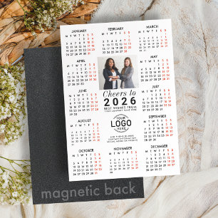 Logo Foto Info Calendario Blanco 2026 Tarjeta Magn