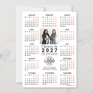 Logo Foto Info Calendario Blanco 2027 Tarjeta Magn