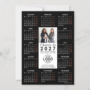 Logo Foto Info Calendario Negro 2027 Tarjeta Magné