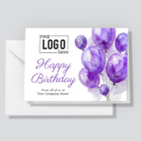 Logo Globos Artísticos Morados Tarjeta de Cumpleañ