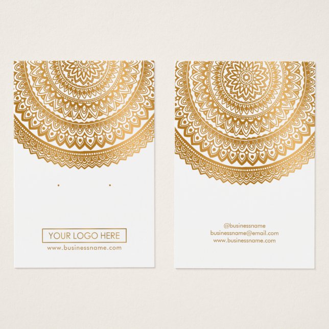 Logo Gold Mandala Tarjetas de auriculares con fond (Anverso y reverso)