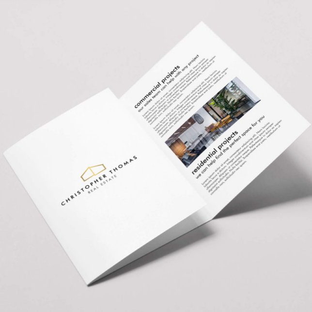 Logo Hogar Moderno Folleto inmobiliario Blanco/Oro (Subido por el creador)