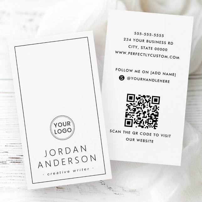 Logo moderno medios sociales tarjetas de negocios  (Modern logo social media QR white business cards)