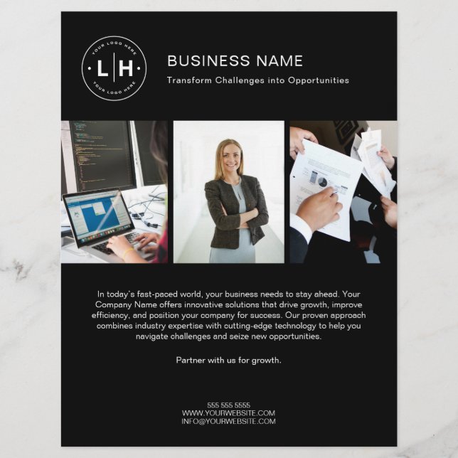 Logo moderno Photo Corporate Black Business Flyer (Frente)