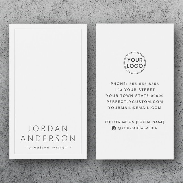 Logo moderno redes sociales tarjetas de negocios b (Modern logo social media white business cards)