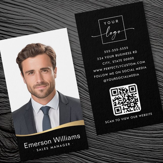 Logo negro imitación de la ola dorada Logo de la f (Logo black faux golden wave Photo logo QR code)