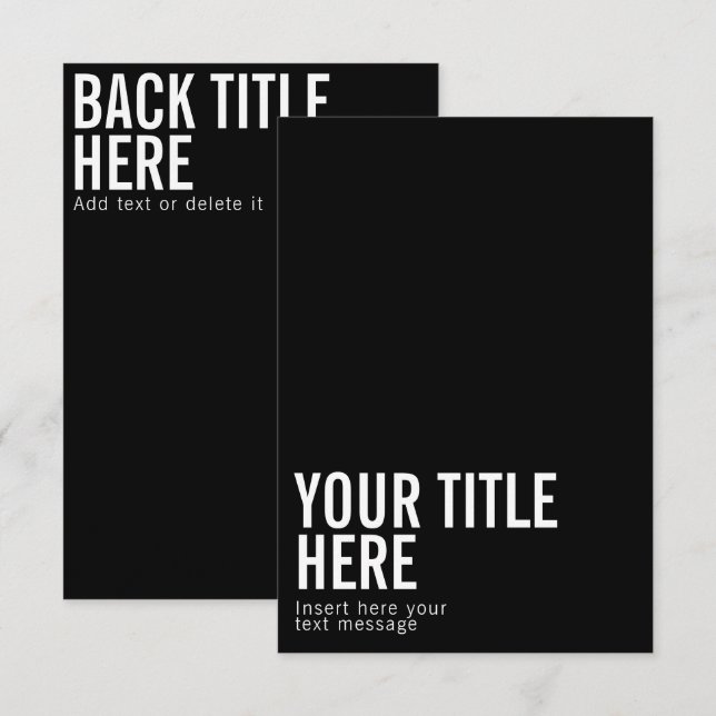 Logo negro y tarjeta de invitación moderna y nítid (Anverso / Reverso)