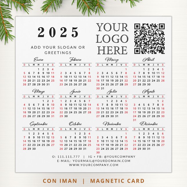 Logo QR Code español 2025 Business Calendar Magnet (Subido por el creador)