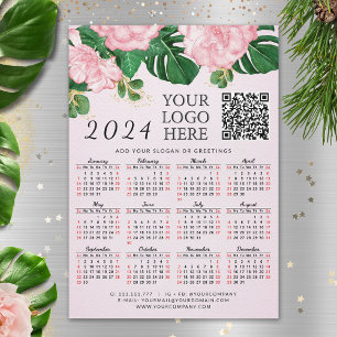 Logo QR Code Pink 2024 Business Calendar Magnet