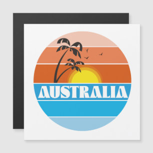 Logo retro de la puesta de sol australiana de los 