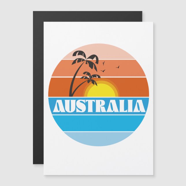 Logo retro de la puesta de sol australiana de los  (Anverso/Reverso)