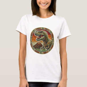Logo T-Rex retro Mosaico con camiseta volcánica