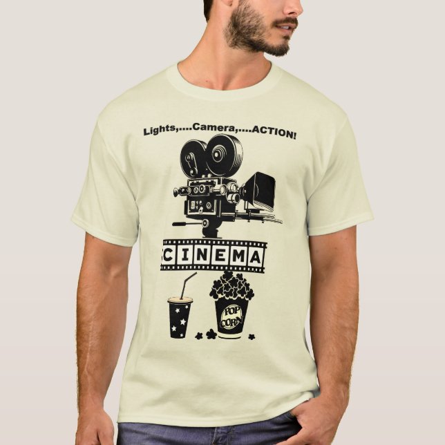 Logo y camiseta gráfica "CINEMA" (Anverso)