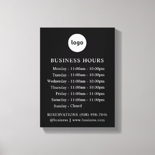 LOGO y Horas de Negocios Lienzo estirado