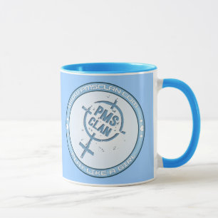 Logotipo azul 2 de la taza de PMS