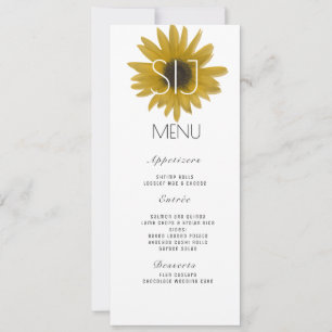 Logotipo boda Menú de cena de girasol realista