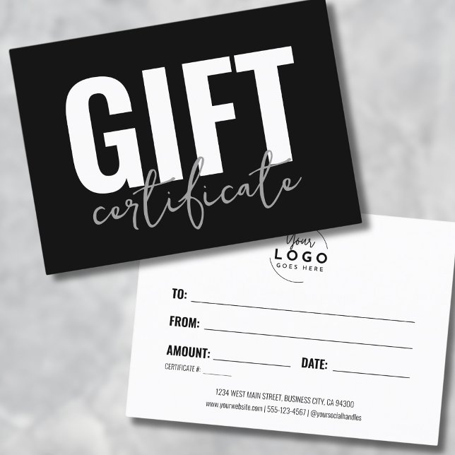 Logotipo Certificado de Regalo de Negocio Moderno (Logo Chic Minimalist Business Gift Certificate)