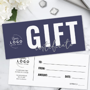 Logotipo Certificado de Regalo de Negocios Azul Ma