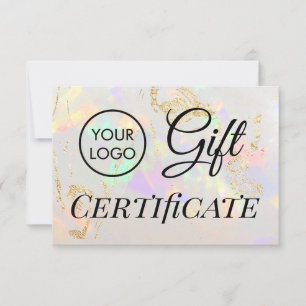 logotipo certificado de regalo de piedra opal blan
