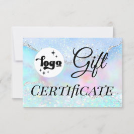 logotipo certificado de regalo de purpurina de imi
