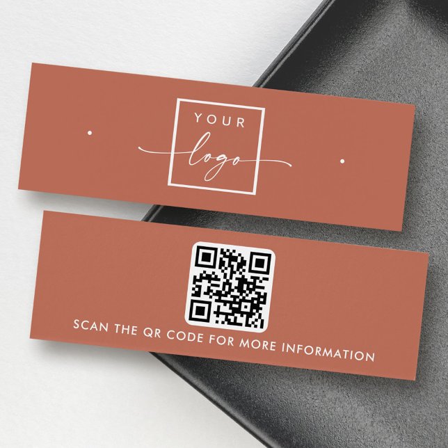 Logotipo Código QR tarjeta de visualización de la  (Logo QR code terracotta stud earring display card)