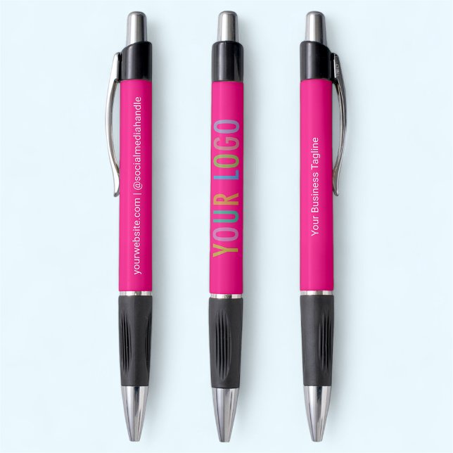 Logotipo Comercial de Negocio de Bolígrafos de Col (MISOOK Hot Pink Pens with Logo)