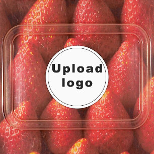 Logotipo comercial en etiqueta adhesiva en círculo