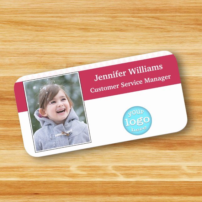 Logotipo comercial moderno Foto de identificación  (Modern Business Logo Executive Employee ID Photo Name Tag)