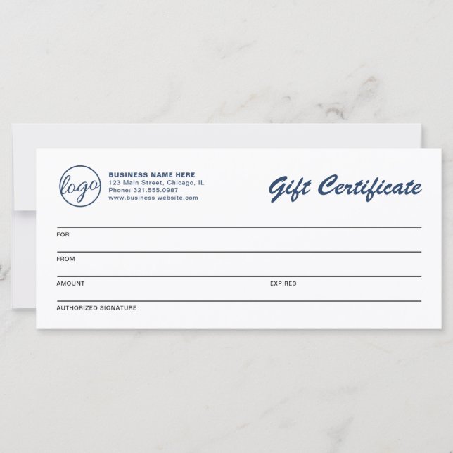Logotipo comercial simple Certificado de regalo az (Anverso)