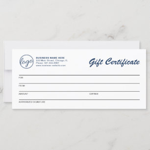 Logotipo comercial simple Certificado de regalo az