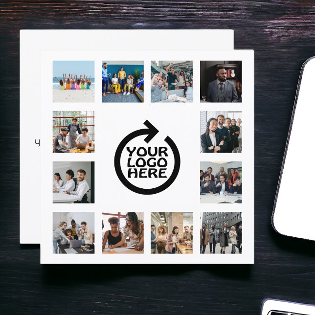 Logotipo comercial y plantilla de 12 fotografías p (Business Logo and 12 Photo Template Personalized square cards from Ricaso.  advertise, promote, )