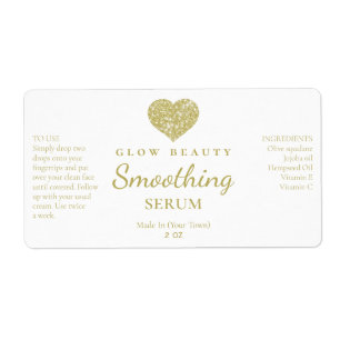 Logotipo Corazón Purpurina de Oro Cute Etiquetas e