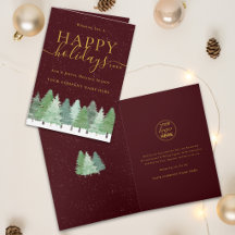 Logotipo Corporativo Navidad Bosque Nieve Oro