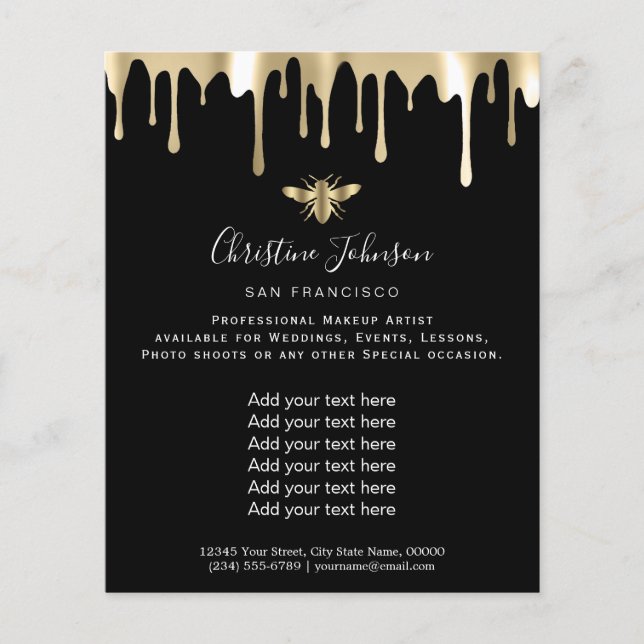 logotipo de abeja en volante de fondo negro (Frente)