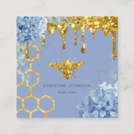 logotipo de abeja y tarjeta de visita cuadrada de