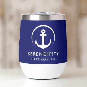 Logotipo de ancla moderna Navy barco azul